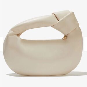Melie Bianco Cream Crescent Hobo with Sculptural Design